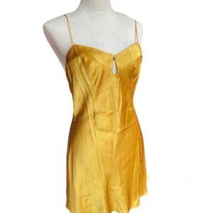 NWT VTG Y2K Yellow Gold Victoria’s Secret 100% Silk Satin Slip Dress Chemise